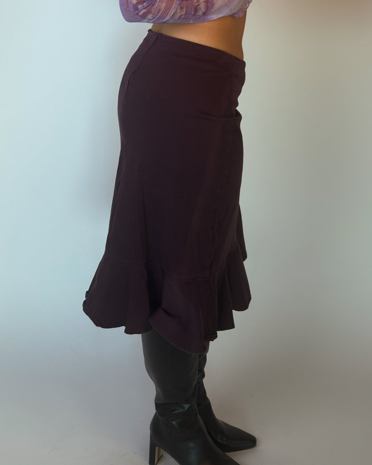 Dark Purple Stretch Midi Skirt - L/XL