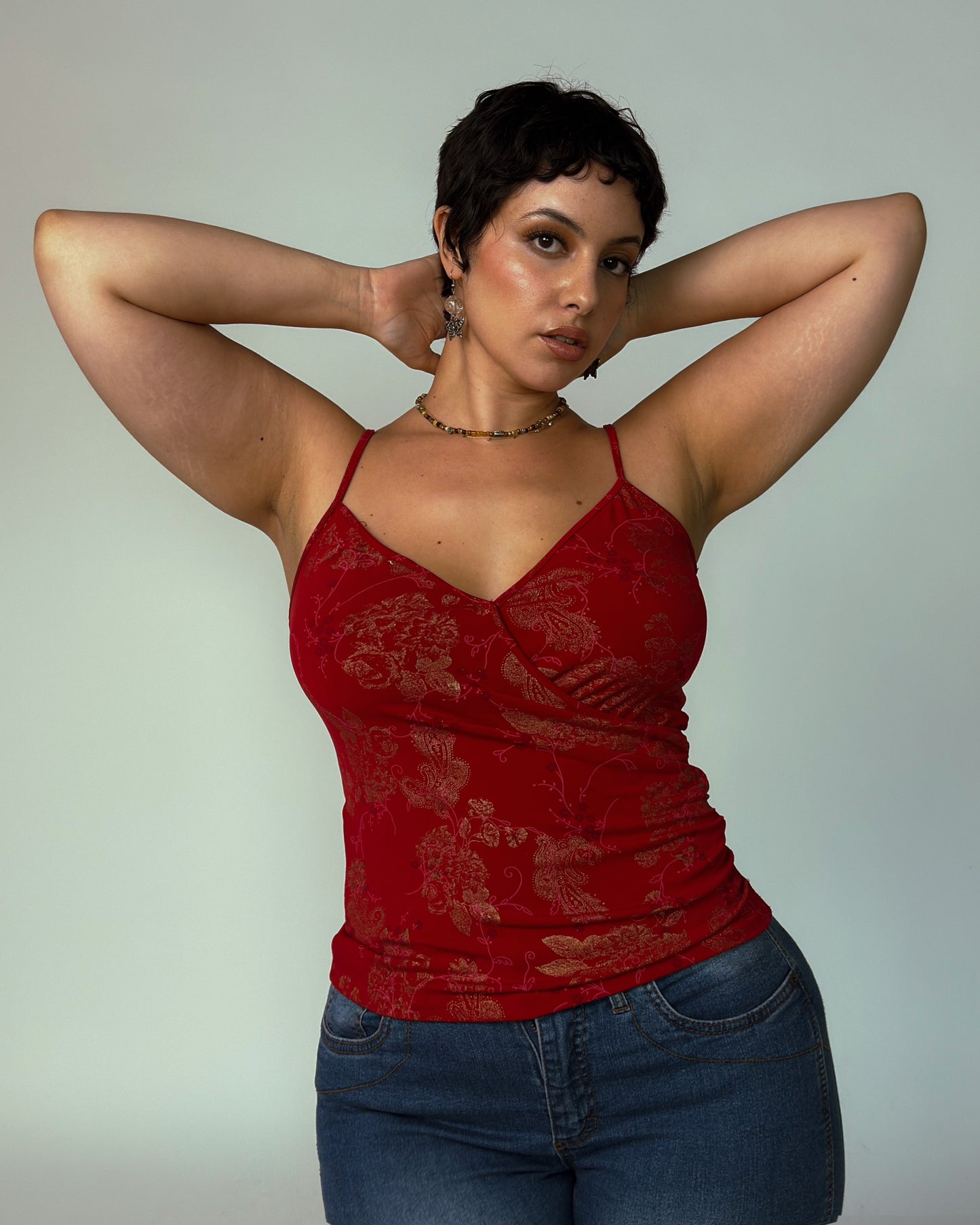 Vintage Red Cami Top - size M/L