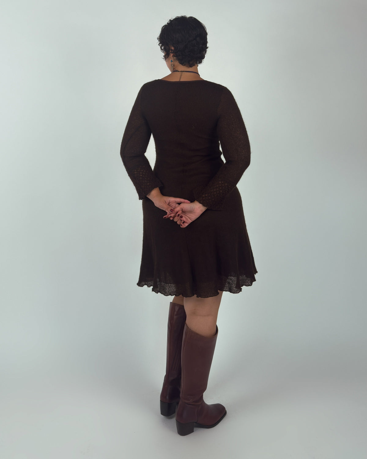 Brown Knit Mini Dress - M/L