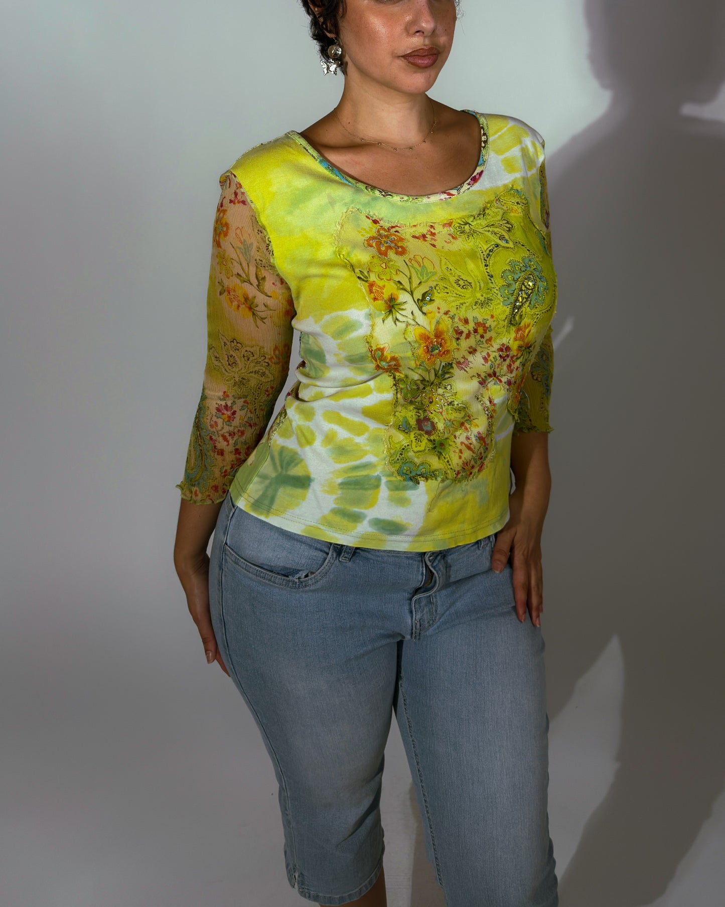 Vintage Derhy Beaded Top - size L/XL