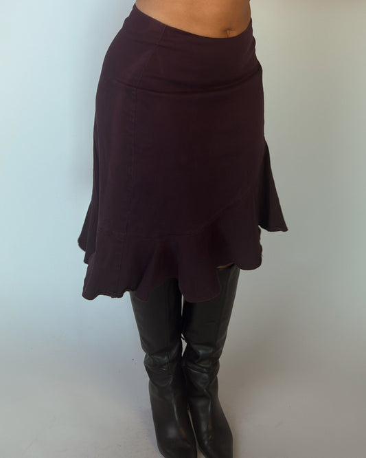 Dark Purple Stretch Midi Skirt - L/XL