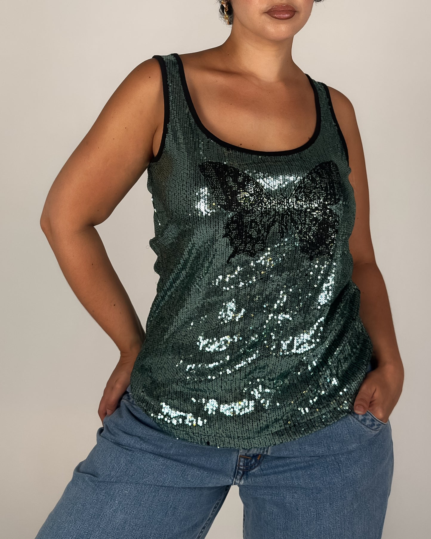 Butterfly Sequin Tank - L/XL