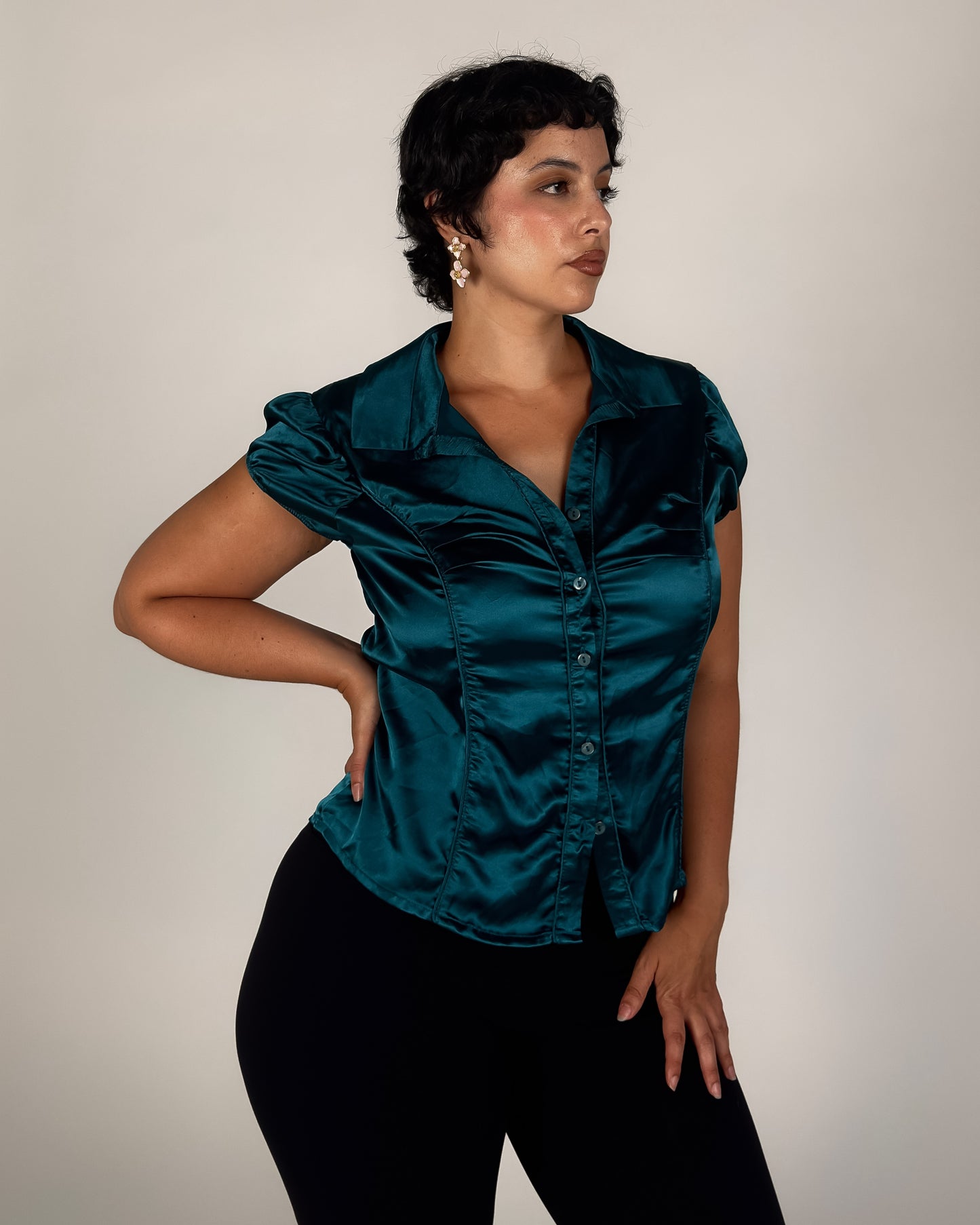 Satin Stretch Blouse - M/L