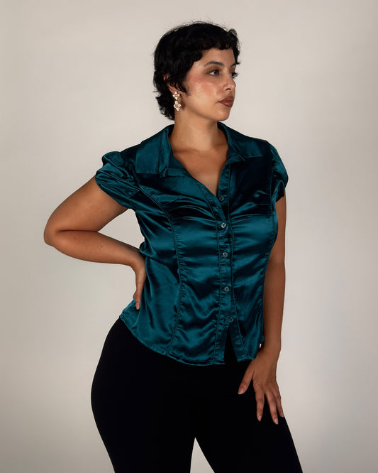 Satin Stretch Blouse - M/L