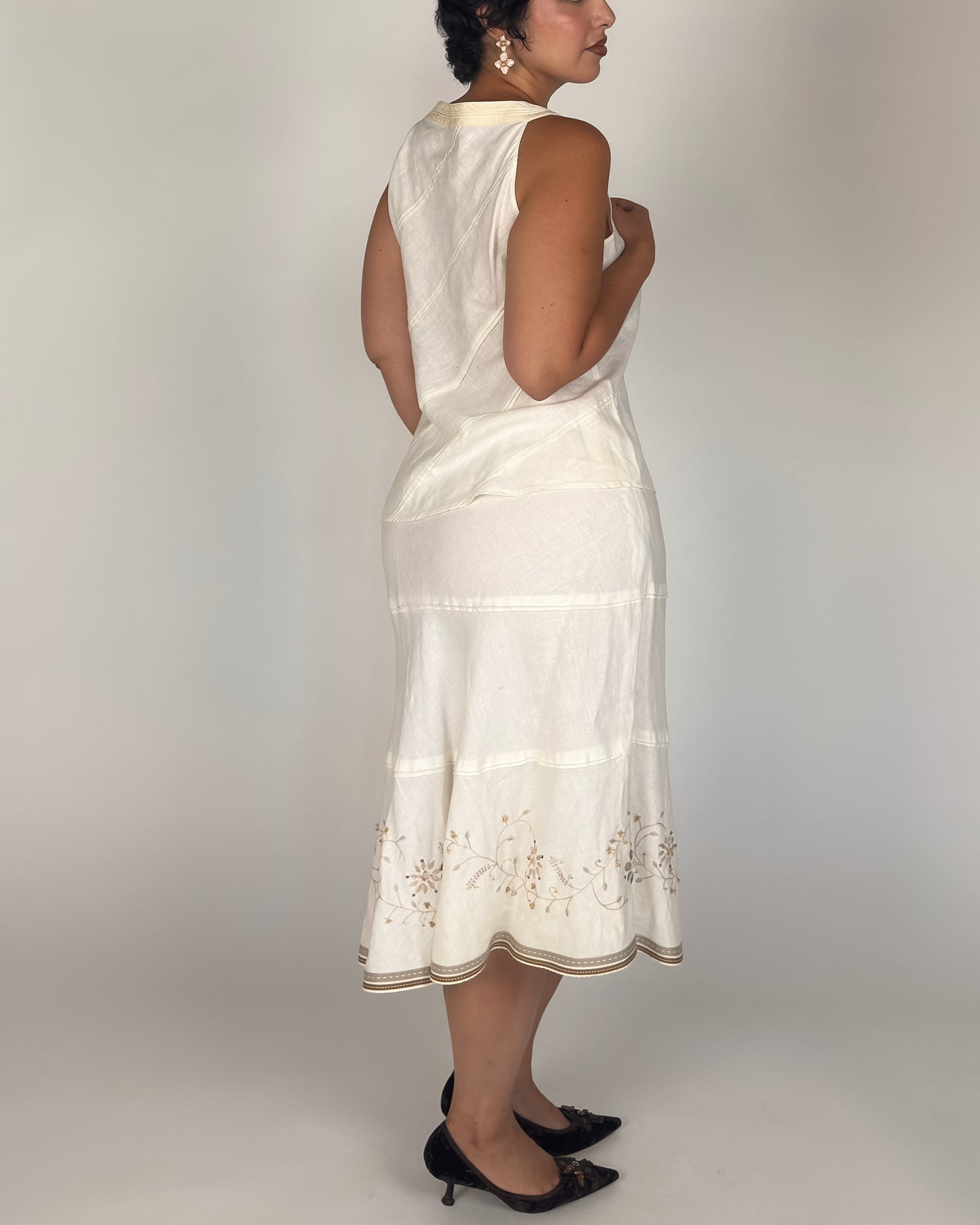 Linen Monsoon Beaded Skirt Set - L/XL