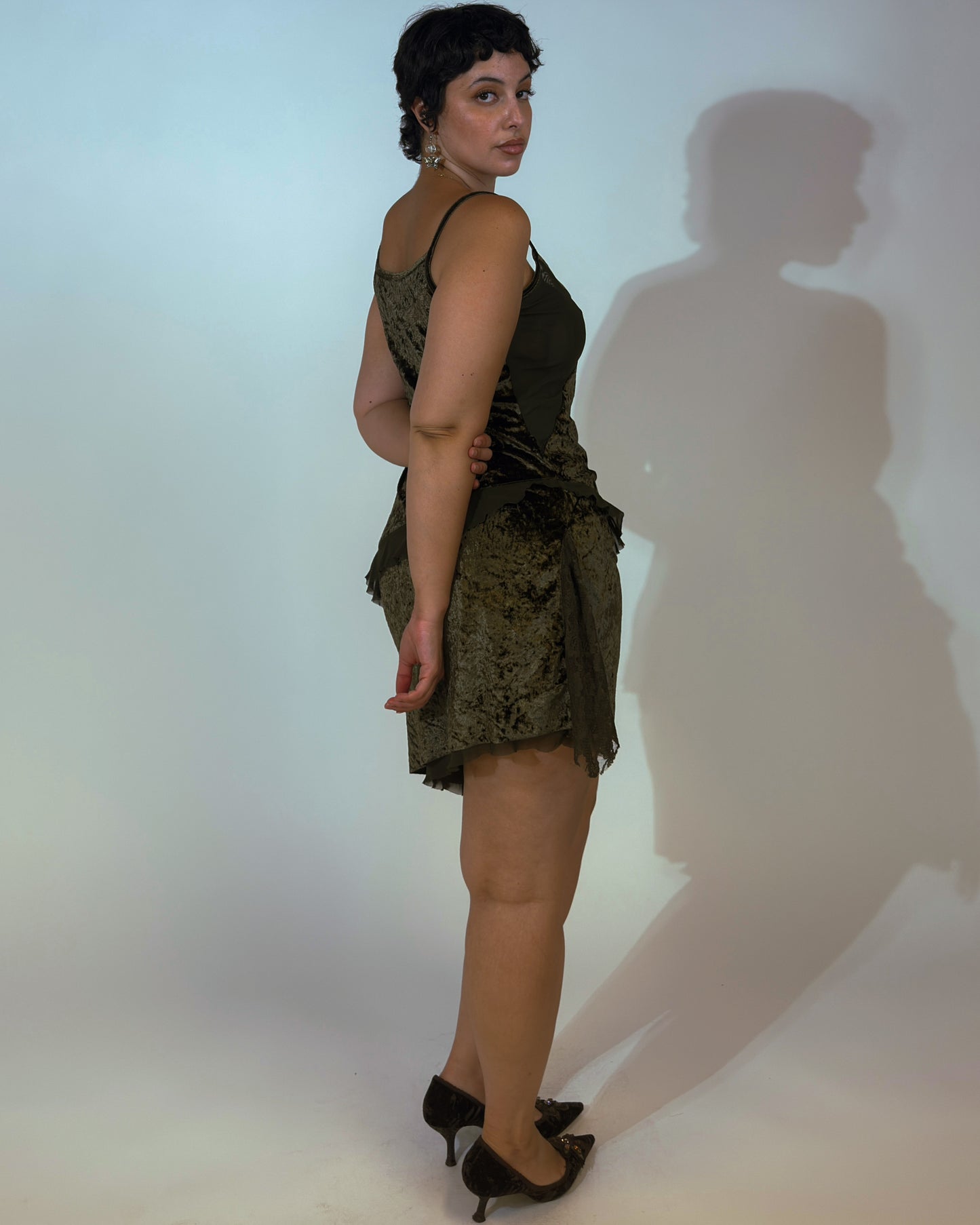 Vintage Velvet Lace Slip Dress - size M-XL
