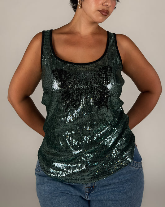 Butterfly Sequin Tank - L/XL