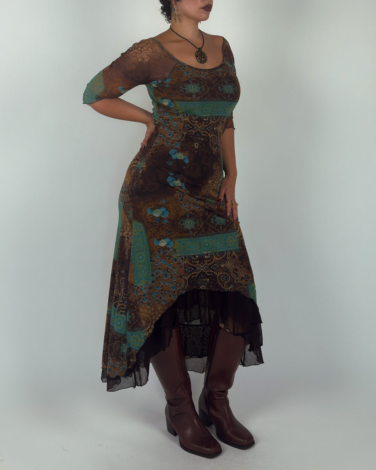 Stretch Mesh Maxi Dress - M-XL