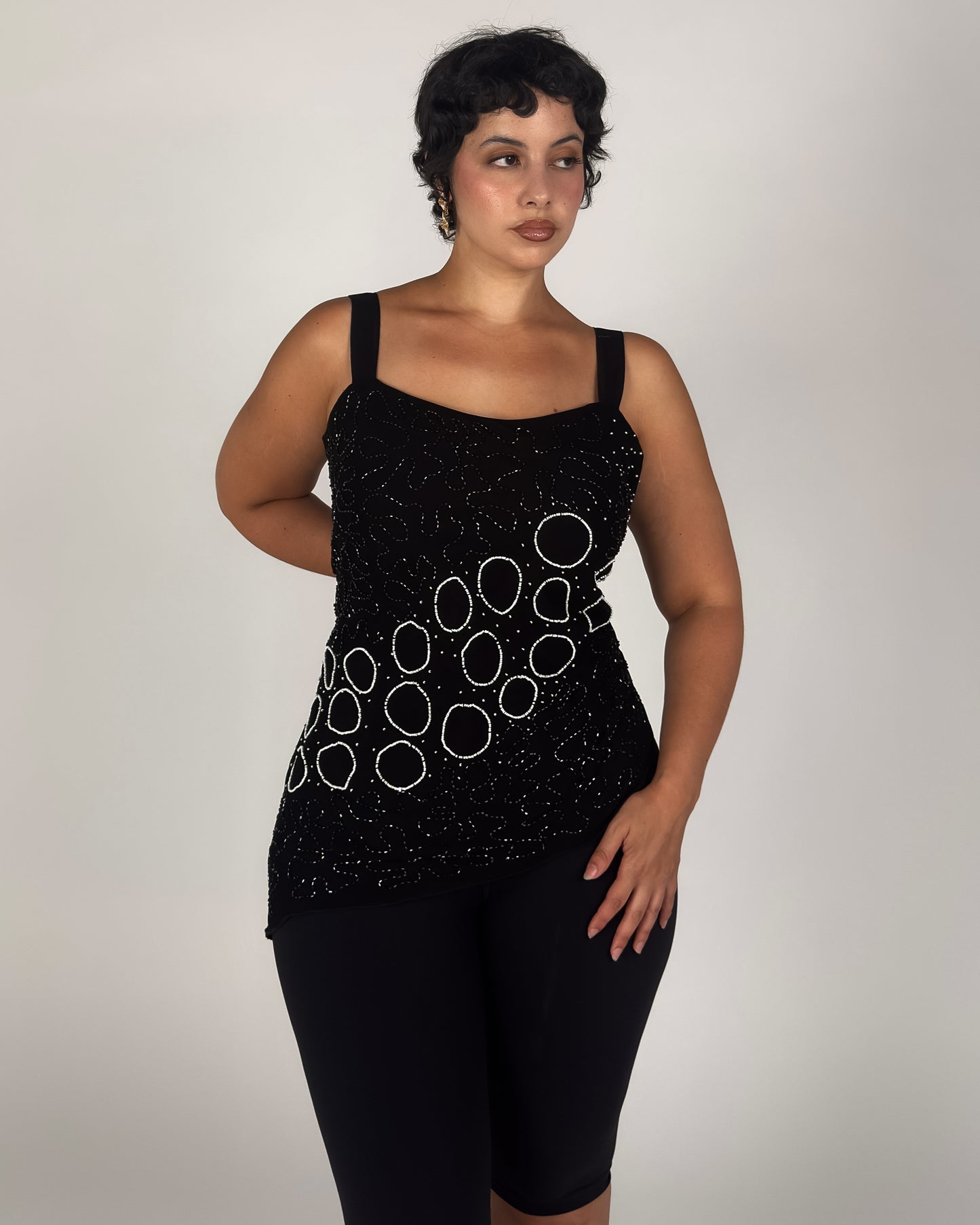 Black Beaded Top - L/XL