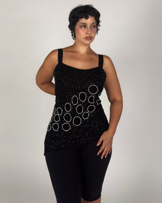 Black Beaded Top - L/XL