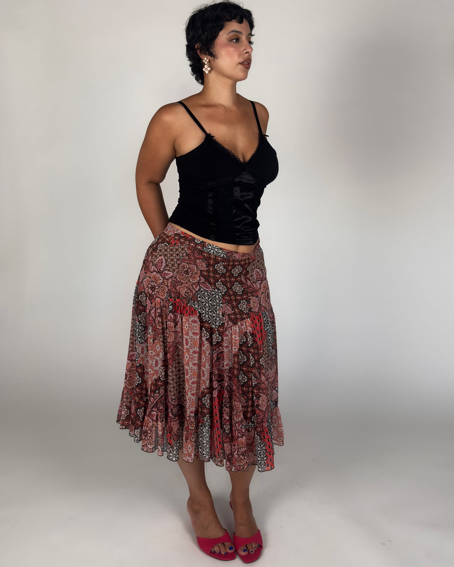 Patchwork Midi Skirt - L/XL