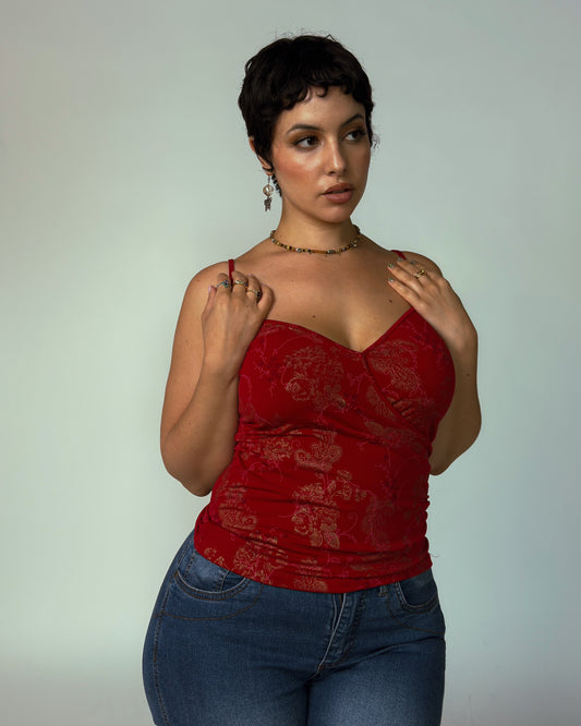 Vintage Red Cami Top - size M/L