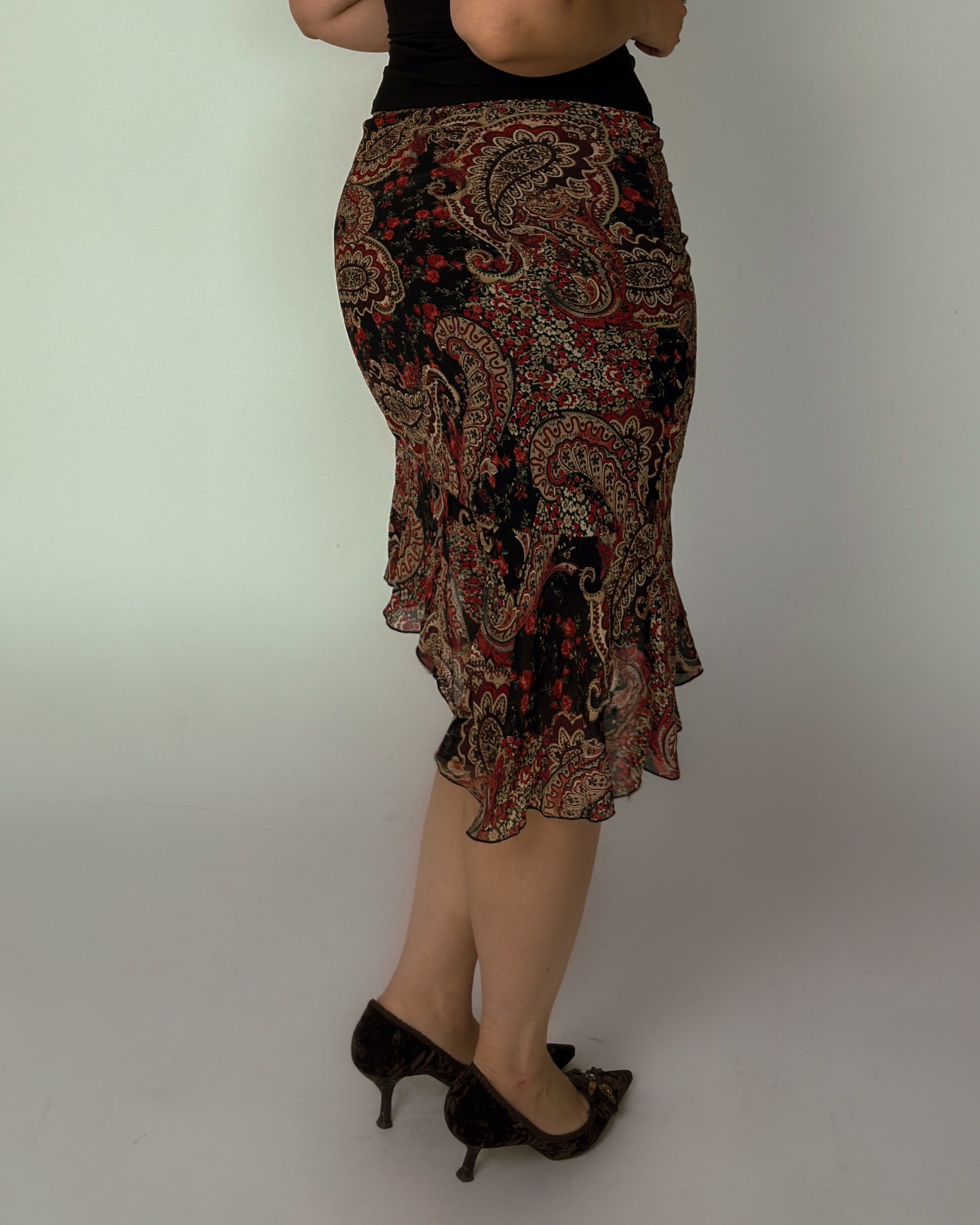 Vintage Asymmetric Midi Skirt - size L/XL