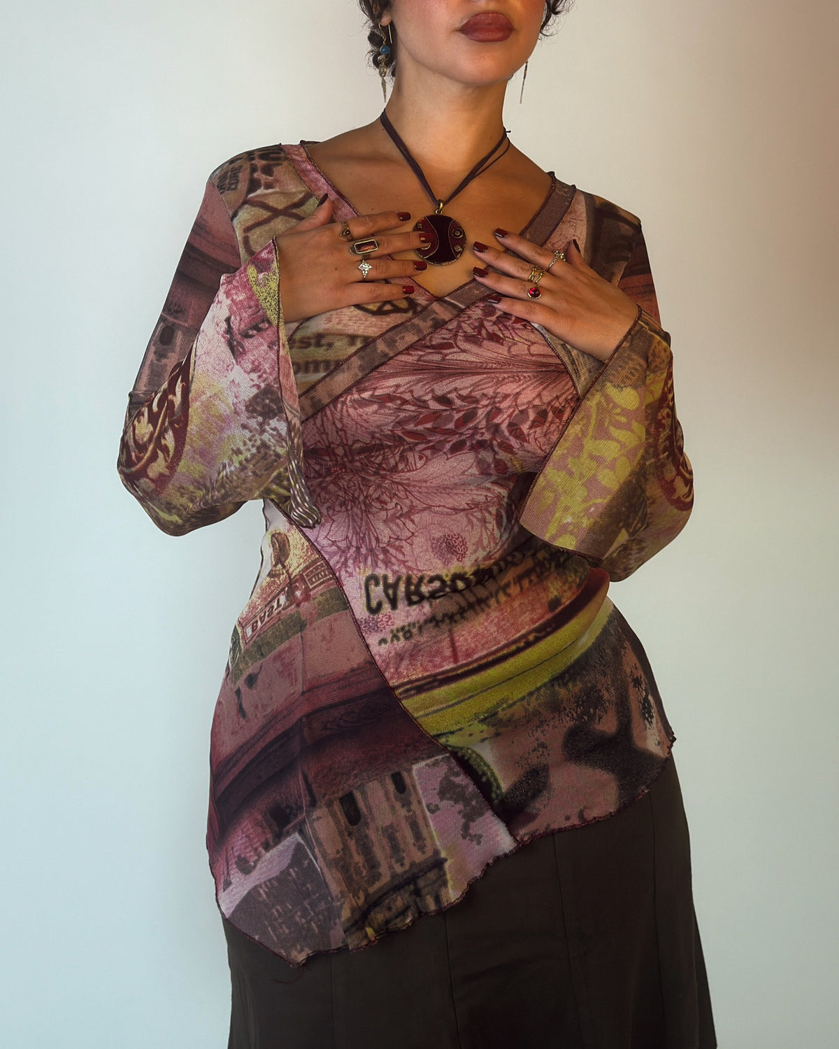 Patchwork Mesh Top - M-XL