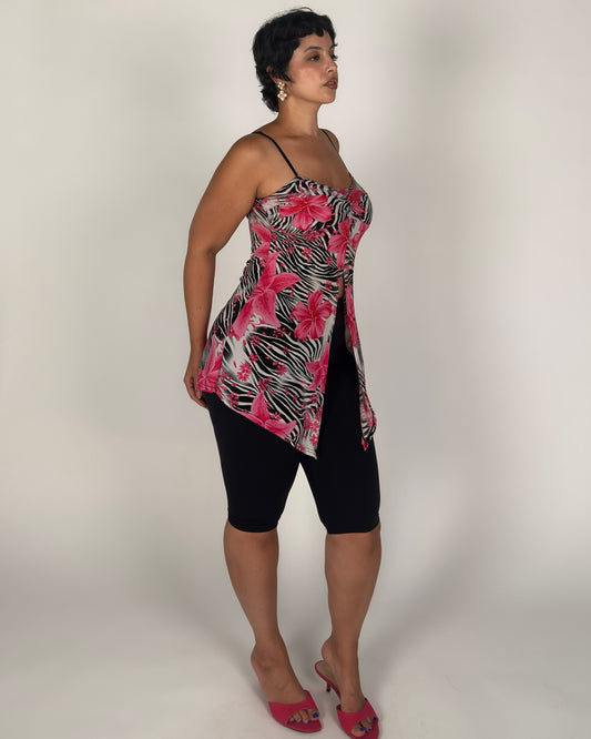 Zebra Floral Asym Cami - M/L