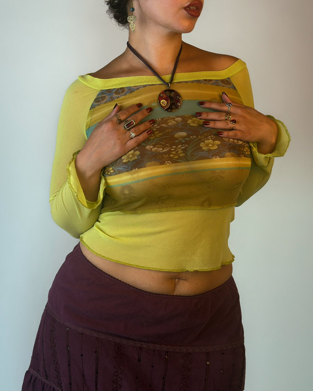 Chartreuse Mesh Top - M/L