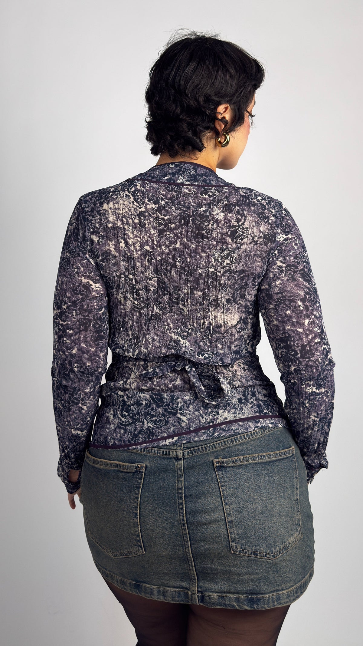 Mesh Tie Back Stretch Top - M/L