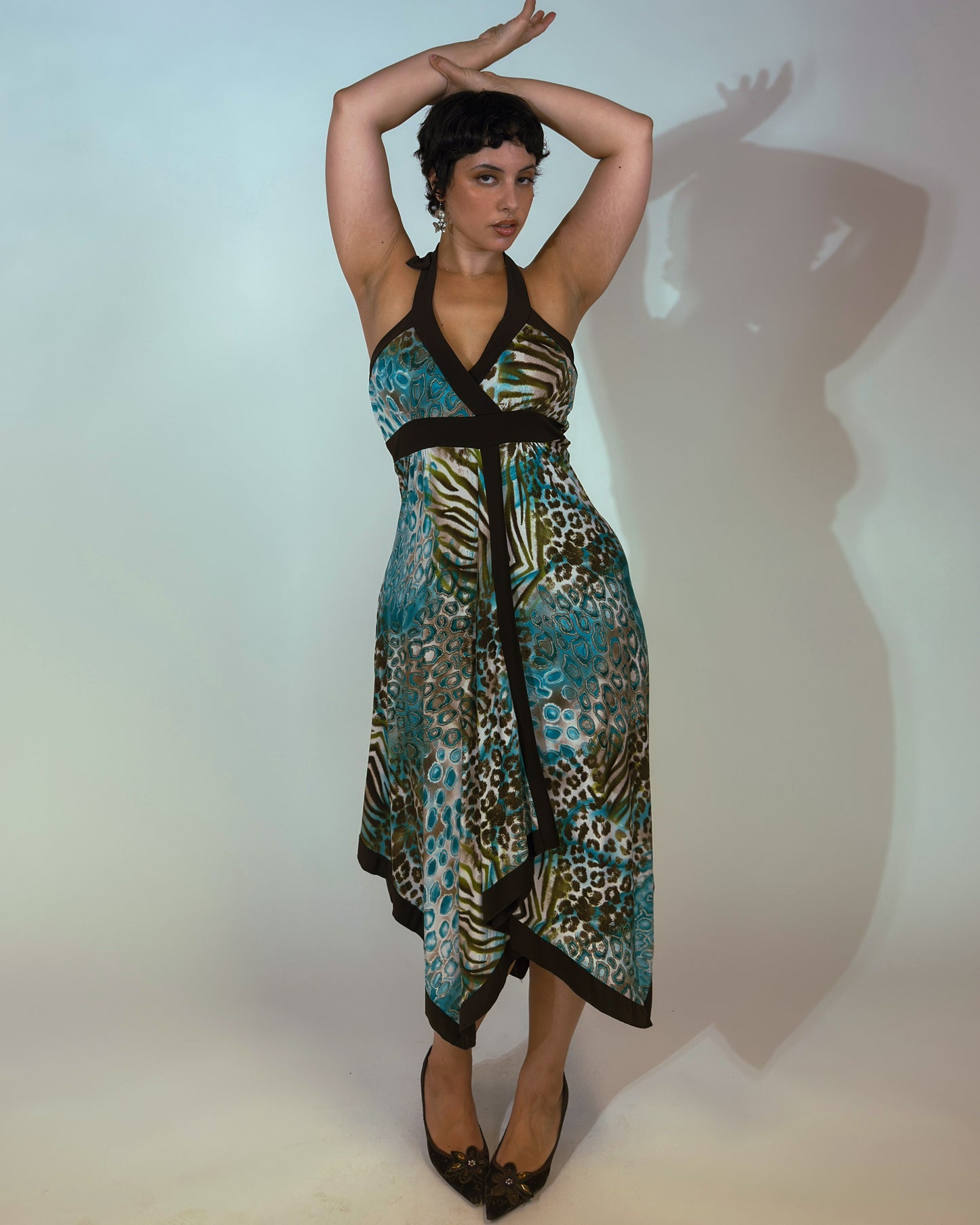 Vintage French Stretch Halter Dress - size M-XL