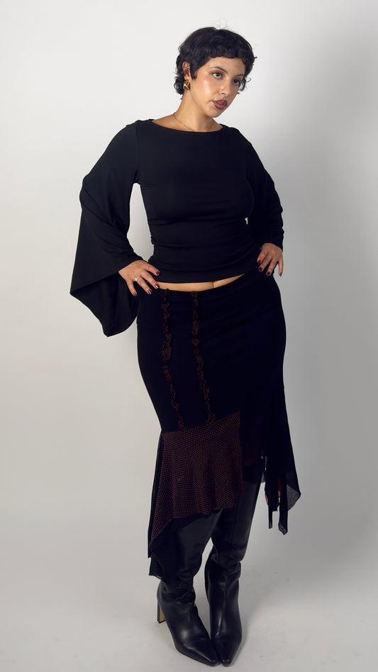 Italian Vintage Asym Patchwork Stretch Skirt - L/XL