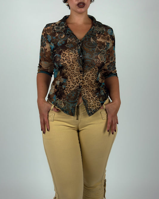 Stretch Leopard Blouse - M/L