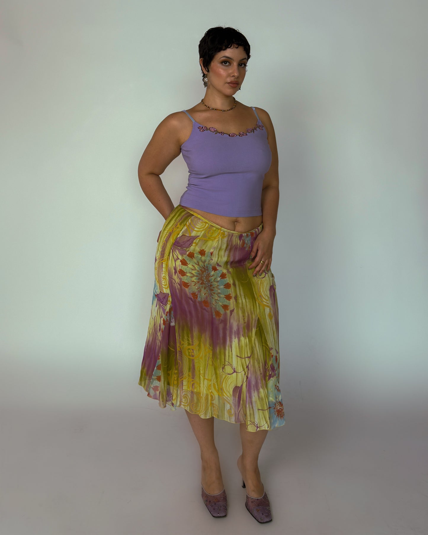 Vintage Chiffon Midi Skirt - size L/XL