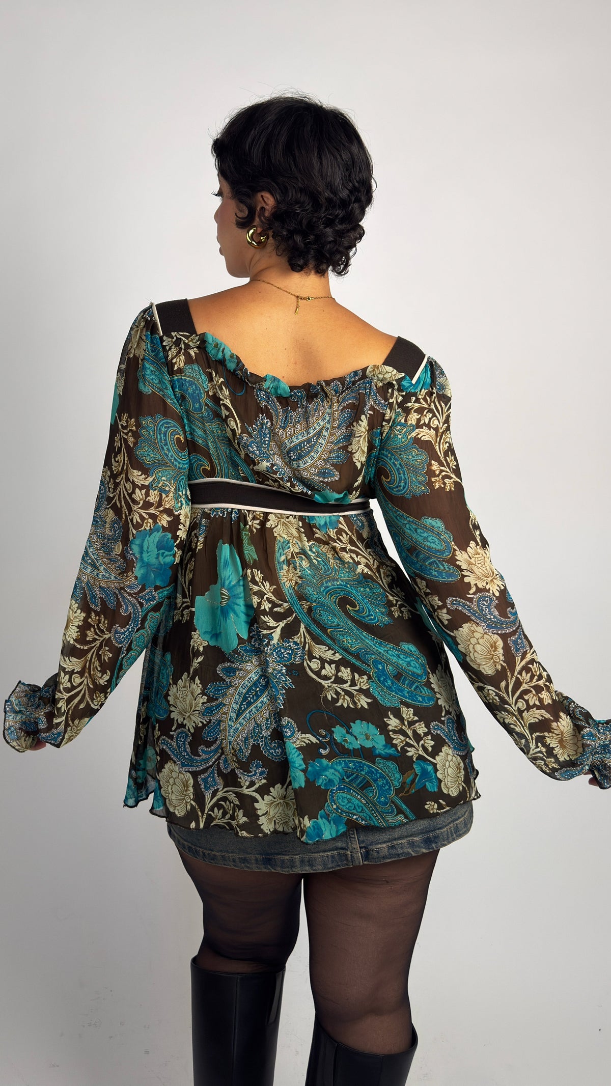 Square Neck Stretch Tunic Top - M/L