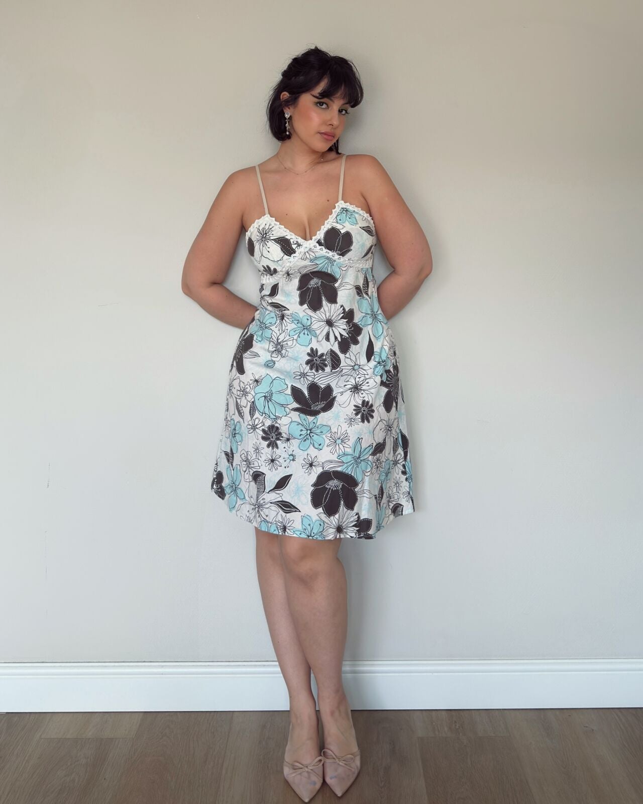 Floral Lace Trim Dress – M/L