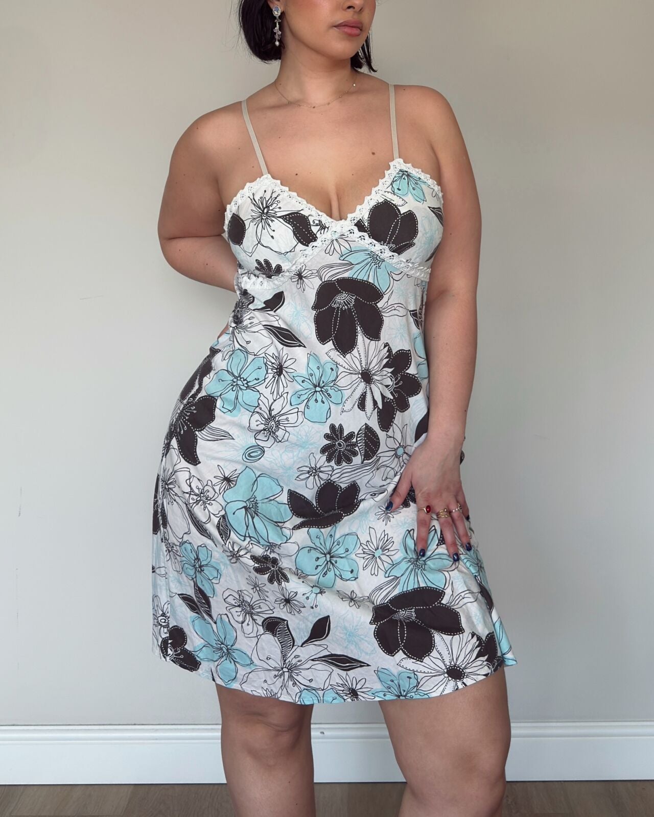 Floral Lace Trim Dress – M/L