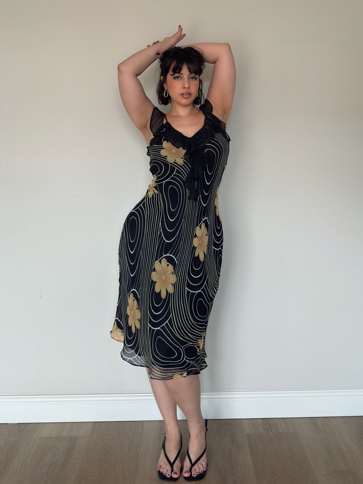 Black & Yellow Midi Dress – M-XL