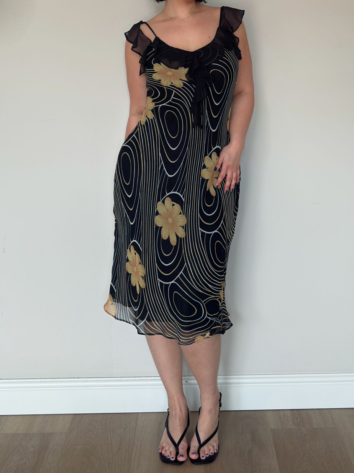 Black & Yellow Midi Dress – M-XL
