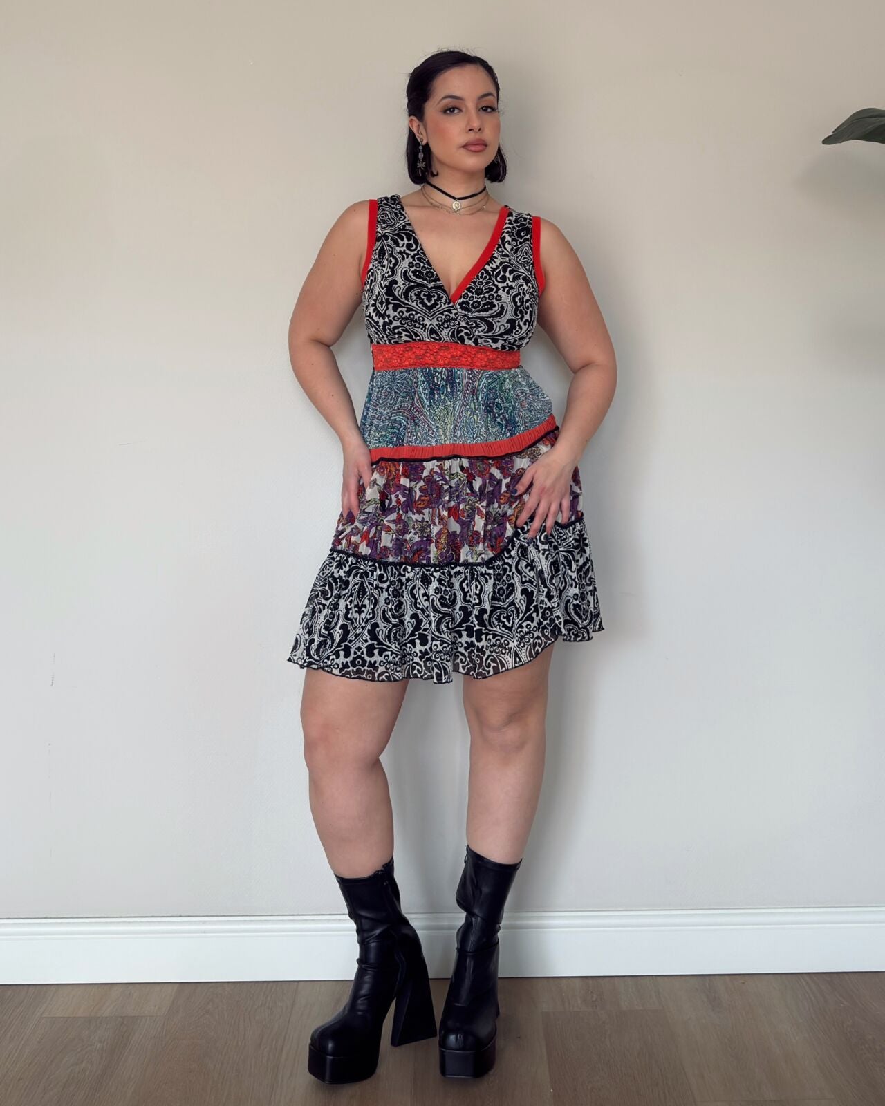 Patchwork Mini Dress – M-XL