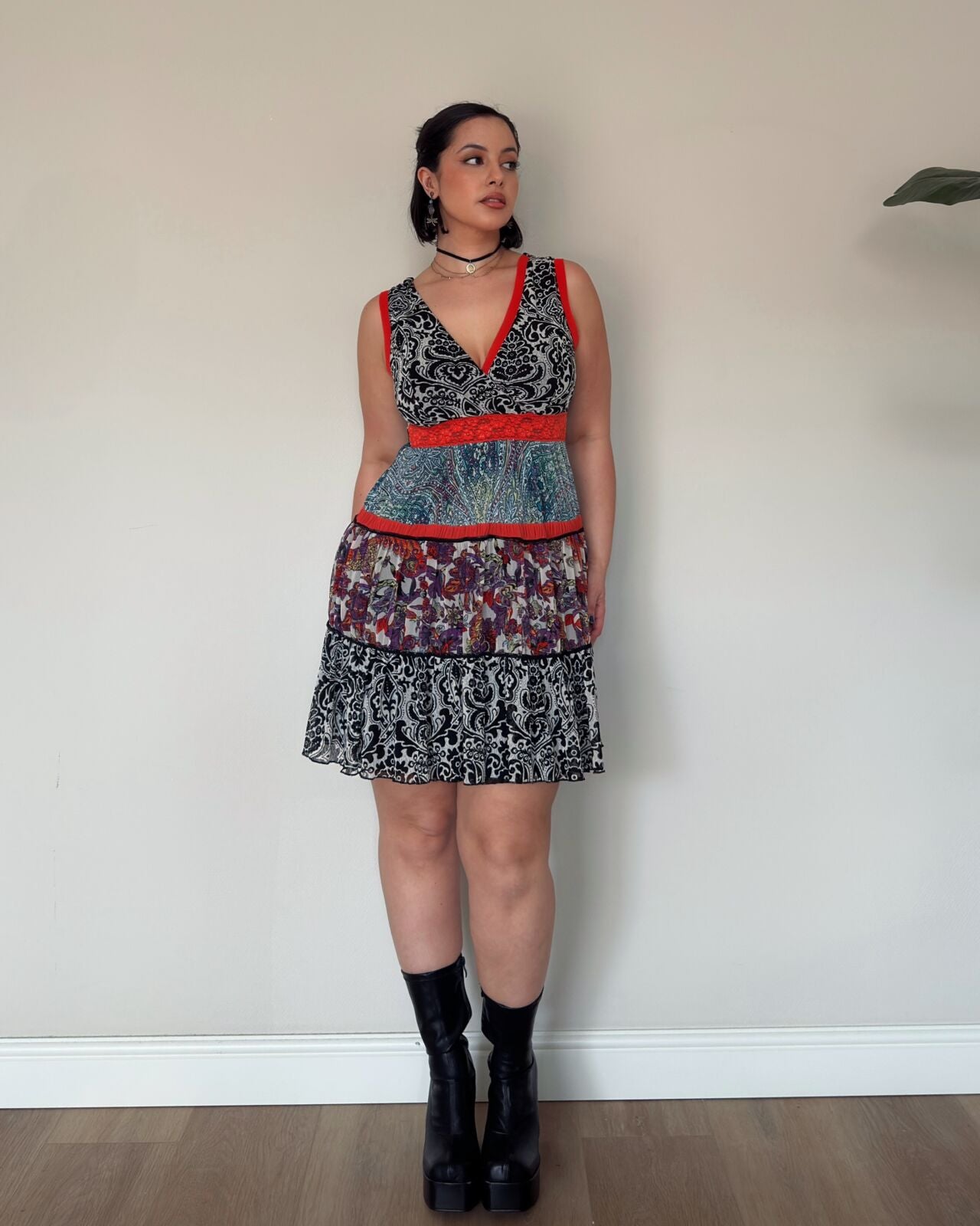 Patchwork Mini Dress – M-XL