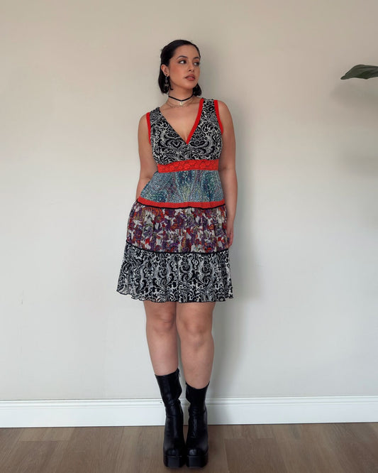 Patchwork Mini Dress – M-XL