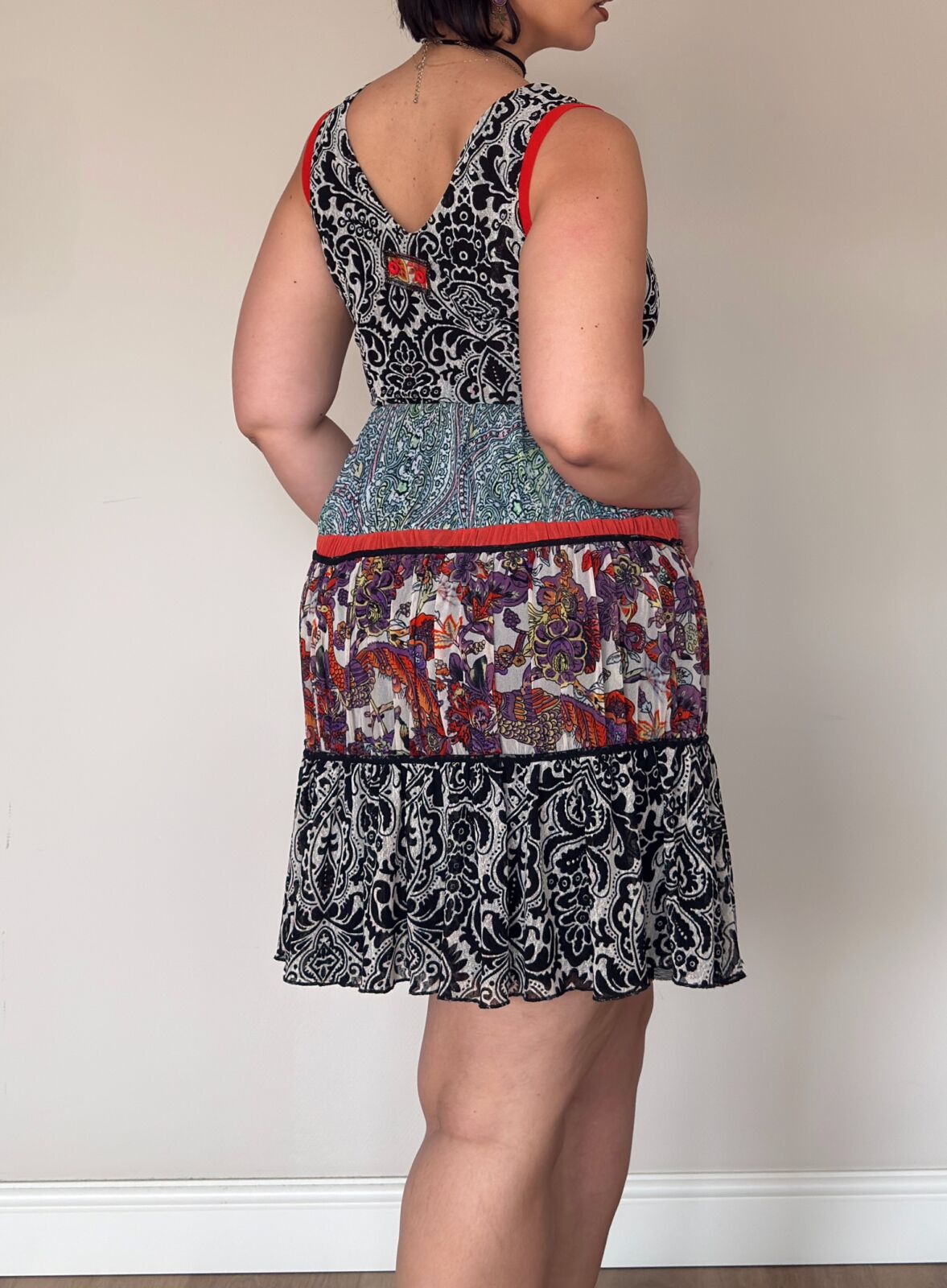 Patchwork Mini Dress – M-XL