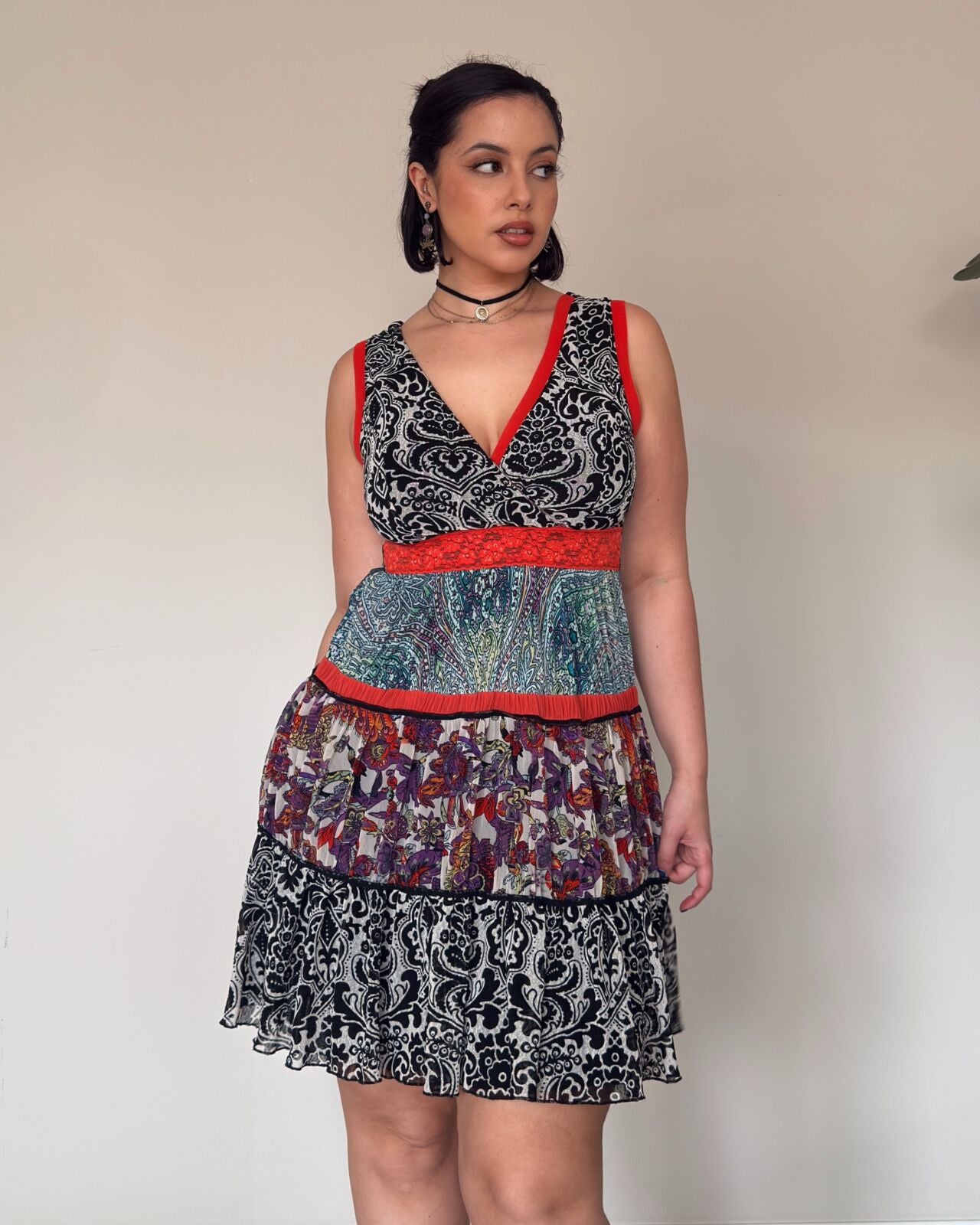 Patchwork Mini Dress – M-XL