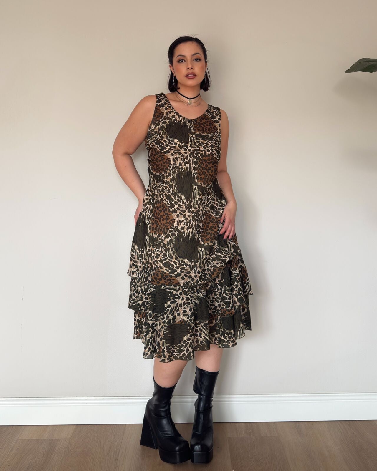 Vintage Leopard Print Dress – M/L