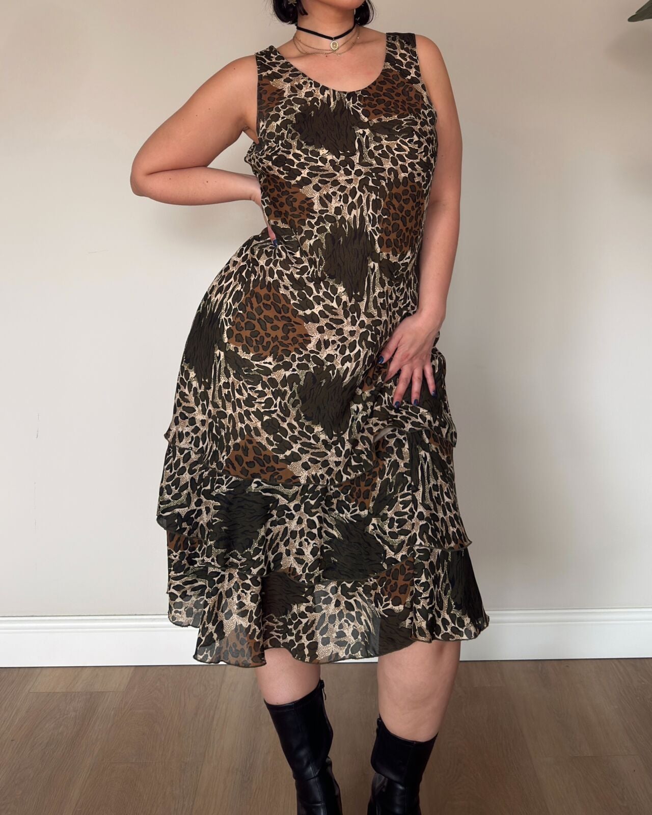 Vintage Leopard Print Dress – M/L