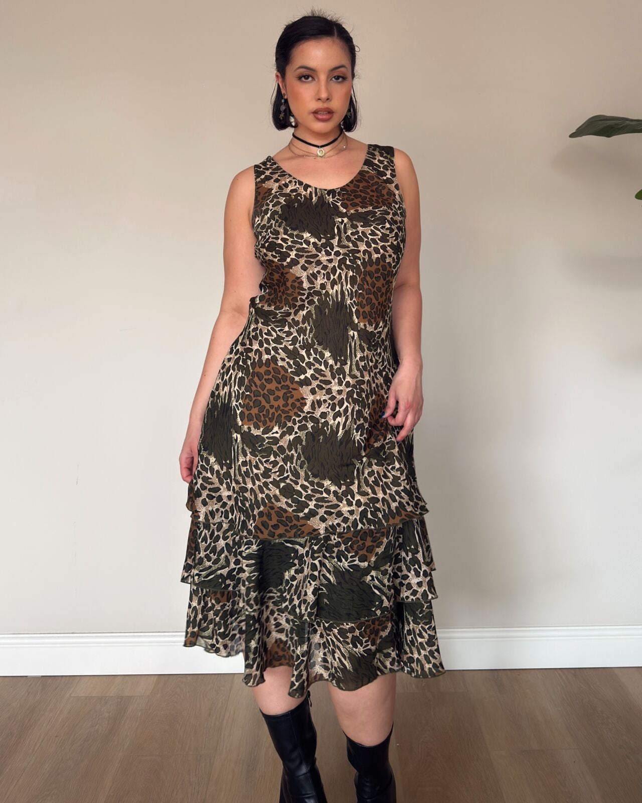 Vintage Leopard Print Dress – M/L