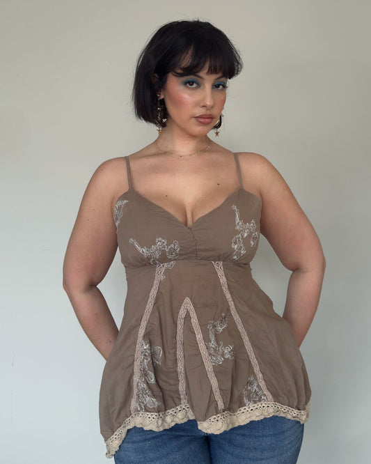Embroidered Babydoll Top