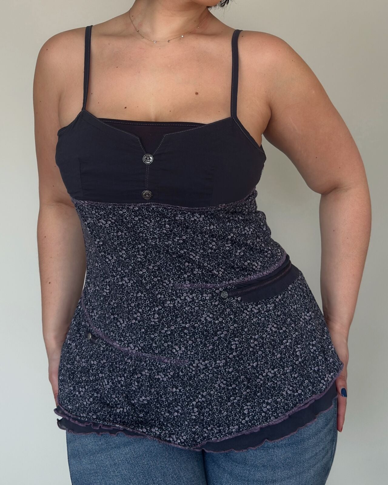 Navy Layered Babydoll Top