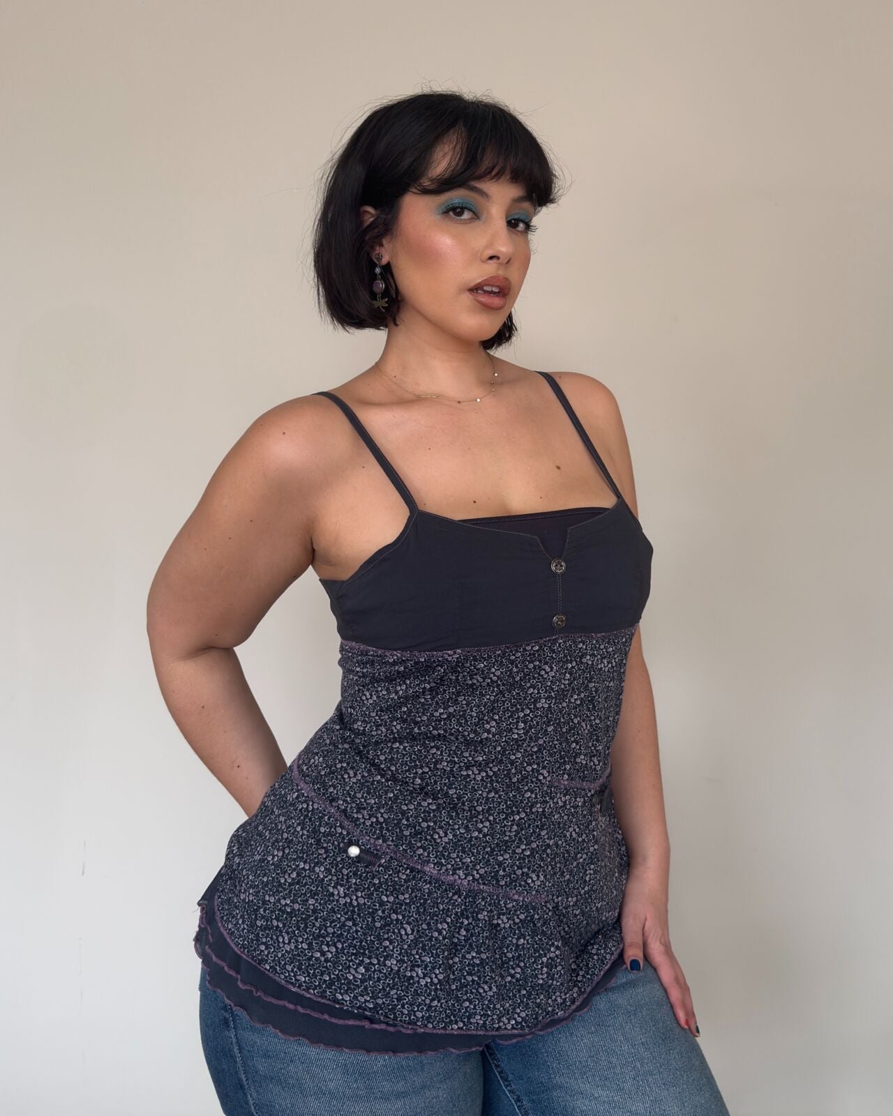 Navy Layered Babydoll Top