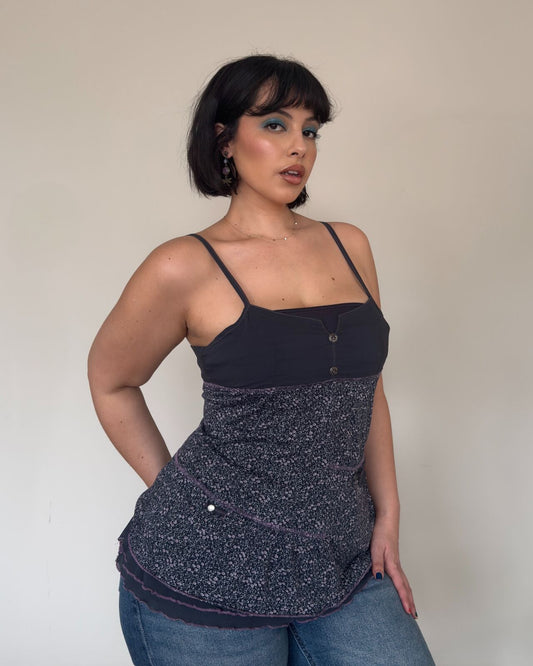 Navy Layered Babydoll Top
