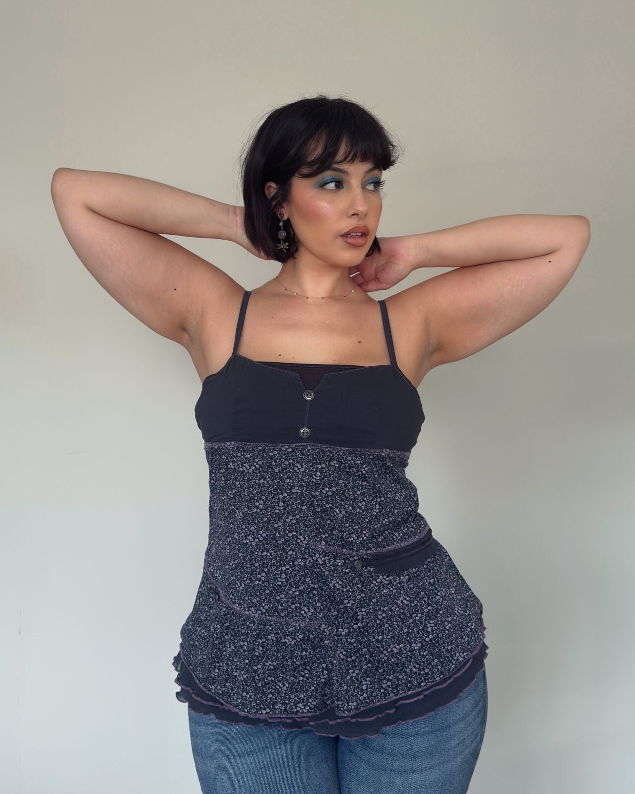 Navy Layered Babydoll Top