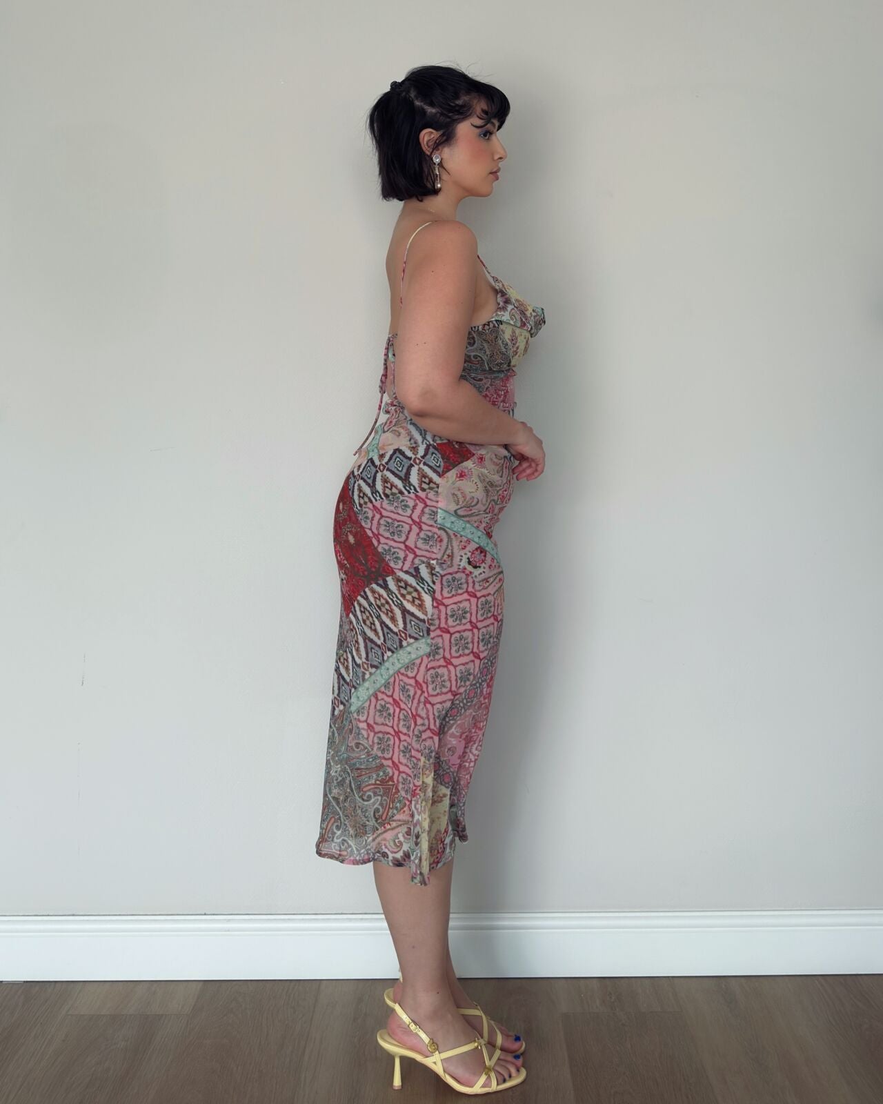 Multicolor Patchwork Midi Dress – size M