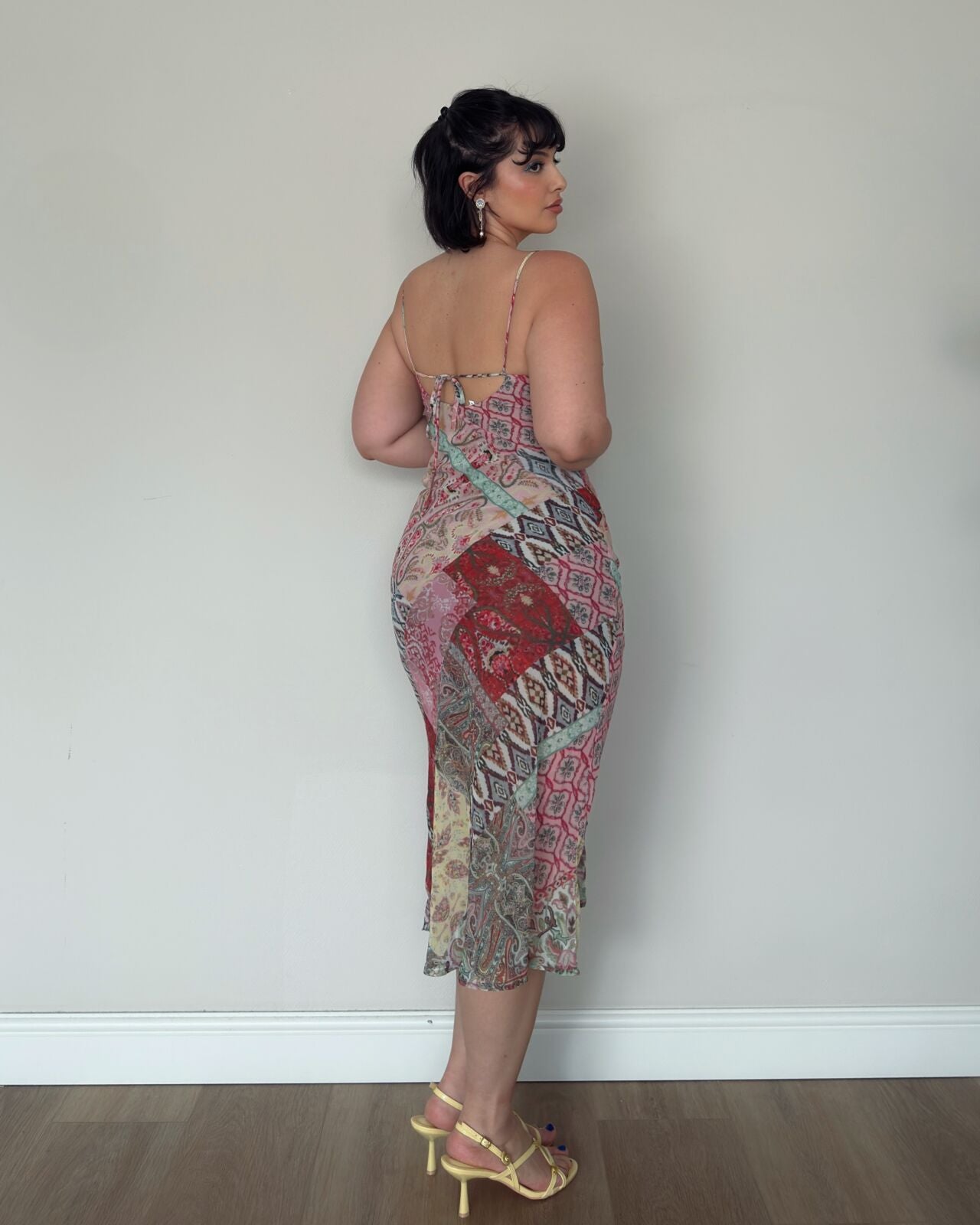 Multicolor Patchwork Midi Dress – size M