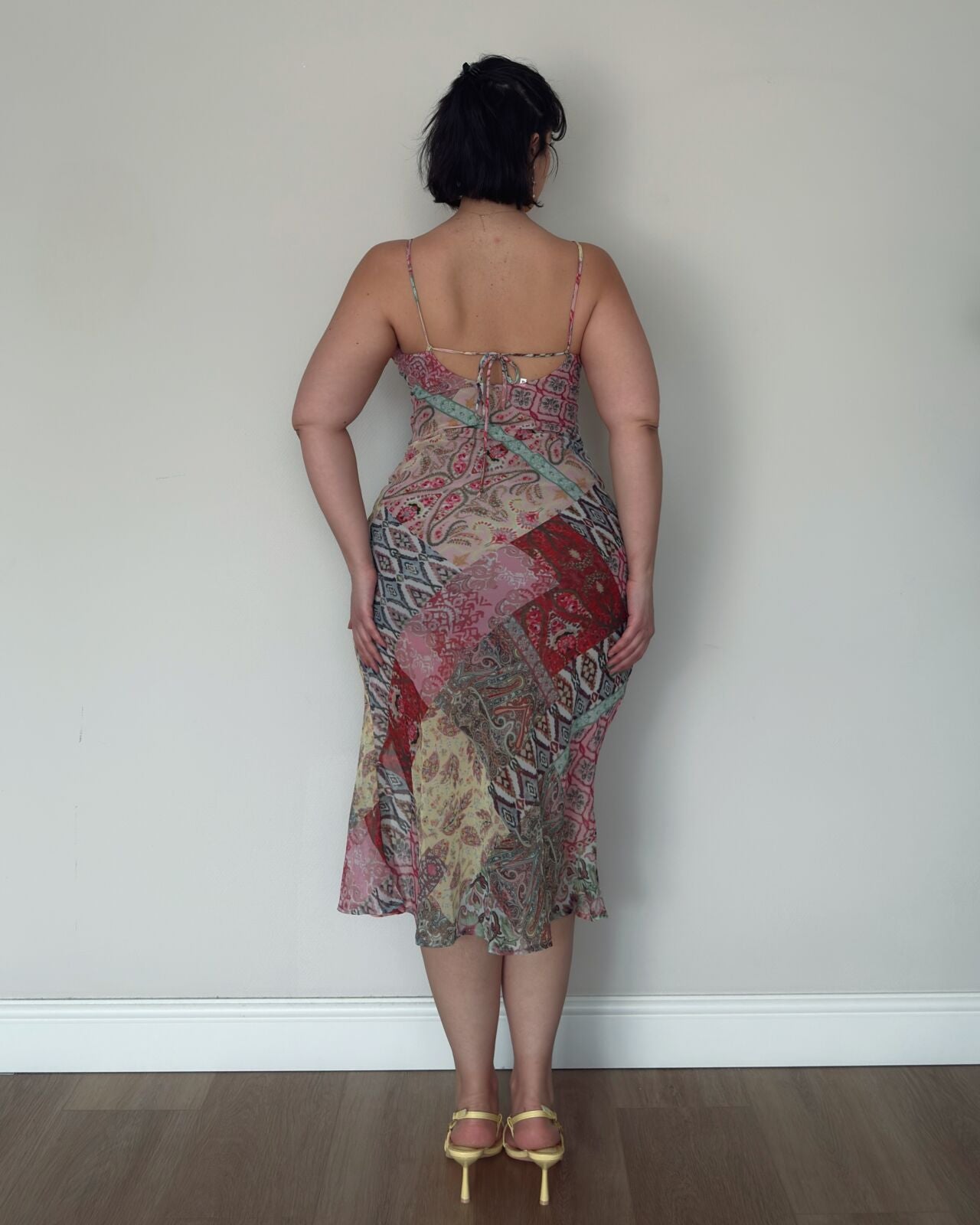 Multicolor Patchwork Midi Dress – size M