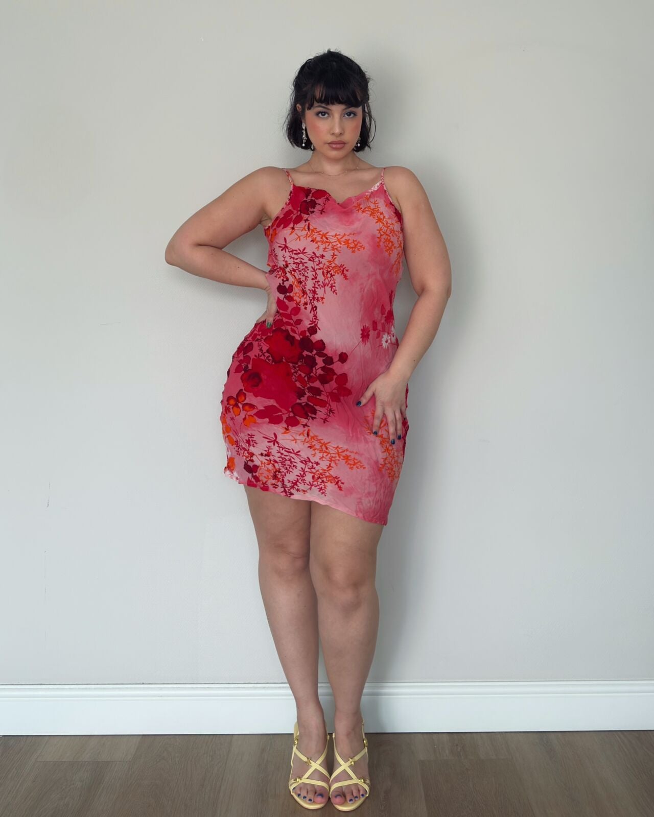 Vintage Betty Barclay Pink Floral Mini Dress – L/XL