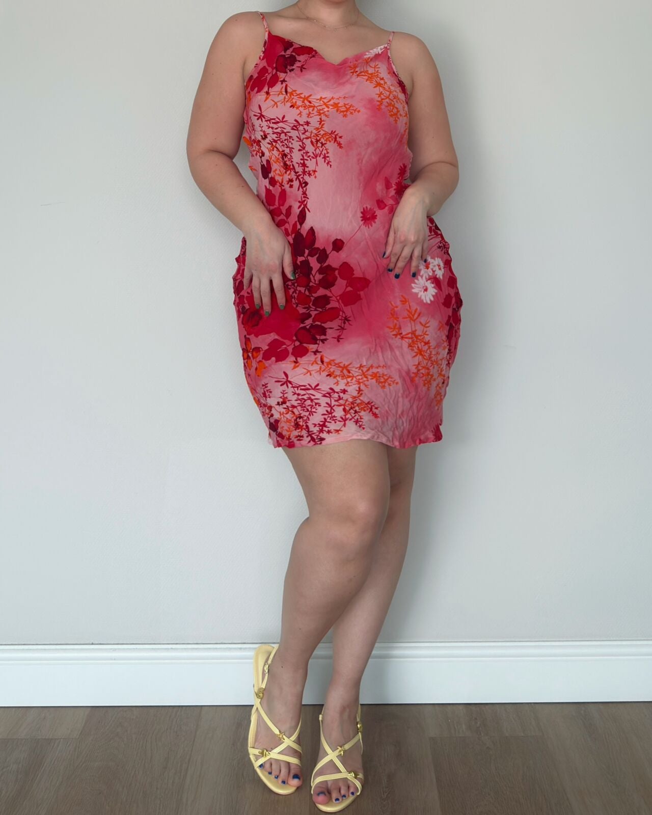 Vintage Betty Barclay Pink Floral Mini Dress – L/XL