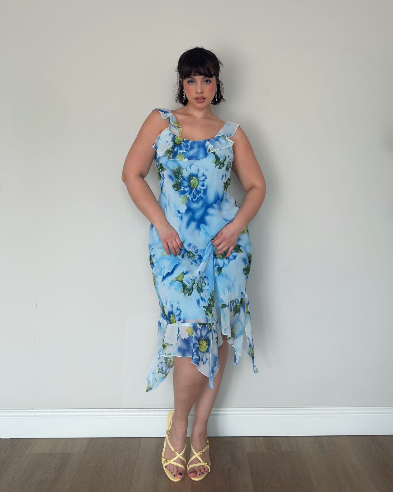 Blue Floral Midi Dress – L/XL
