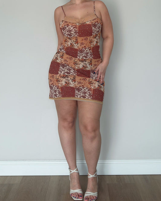 Vintage Patchwork Mini Dress – size M/L